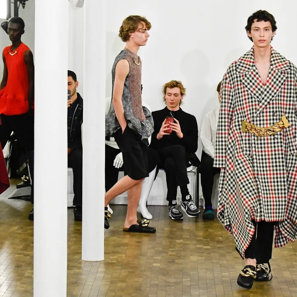 JW Anderson chain loafers mules runway 42/9 men black/gold NWT - Picture 11 of 13